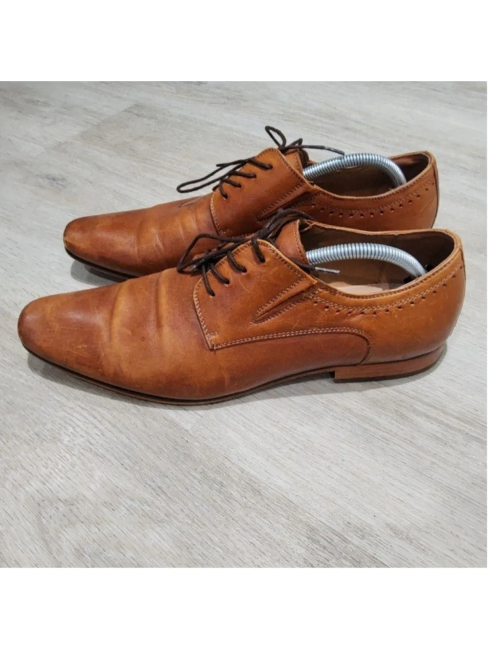 Aldo Shoes Mens 11 Brown Leather Derby Oxford Dress Pointed Toe Lace Up